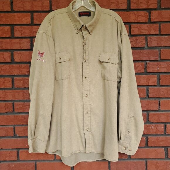 DRIFIRE Tecgen Work Shirt Mens 2XL FR AR CAT 2 2112 Khaki Tan XXL Button Down - Picture 1 of 7